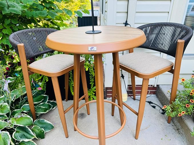 PURPLE LEAF Bar Stool Set of 2 Outdoor Bar Chairs - Image 2