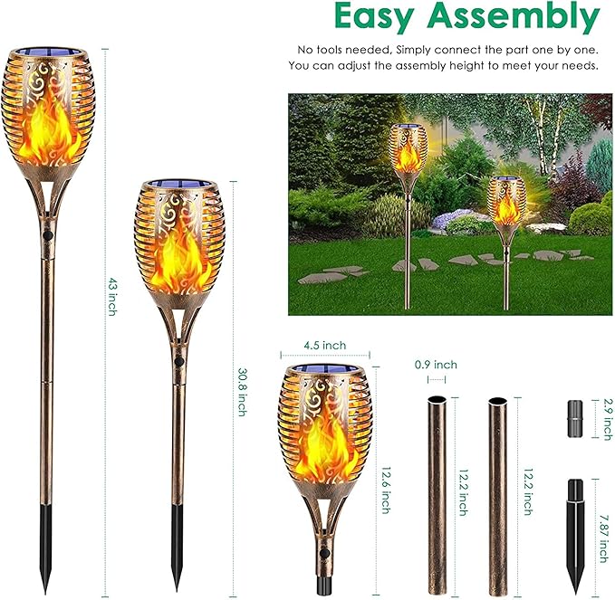 TomCare Solar Lights Outdoor 99 LED Higher & Larger Flickering Flame Solar - Image 3