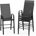 VINGLI 4 Pack Stackable Outdoor Bar Chairs – High Back Sling Chairs by VINGLI