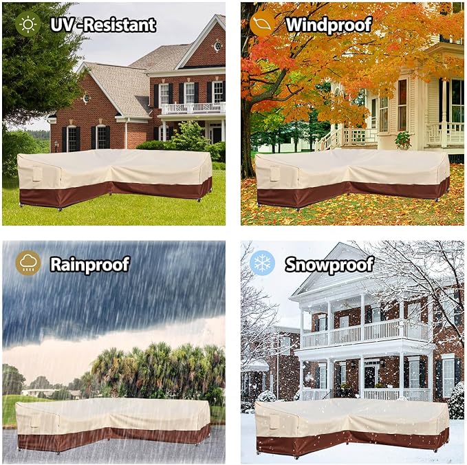 Outdoor Sectional Cover, 90-inch V-Shaped Patio Furniture Sofa Covers - Image 9