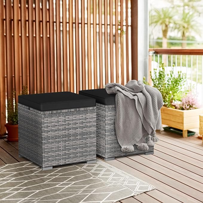 RELAX4LIFE Wicker Outdoor Storage Ottoman - Image 2