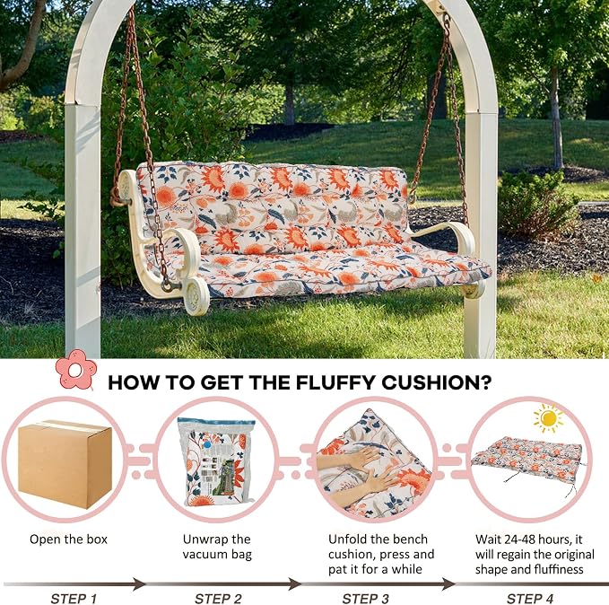 2-3 Seat Swing Replacement Cushion, Outdoor Bench Cushions - Image 3