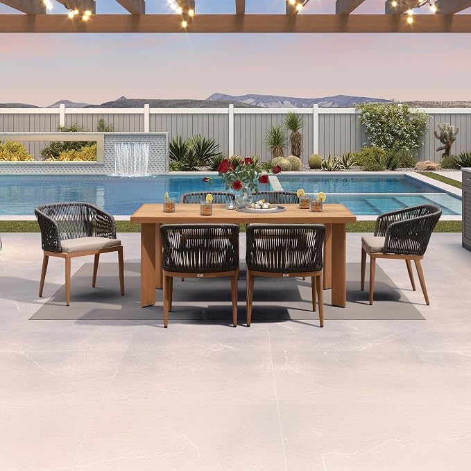 PURPLE LEAF 7 Pieces Outdoor Dining Set Patio Furniture Set Aluminum Wicker by PURPLELEAF