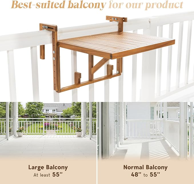 Idzo FSC Acacia Wood Folding Balcony Bar Table - Image 9