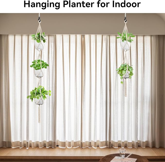 USLAI Macrame Plant Hanger Indoor Outdoor, Fits 4 to 8 Inch Pots, Strong - Image 4