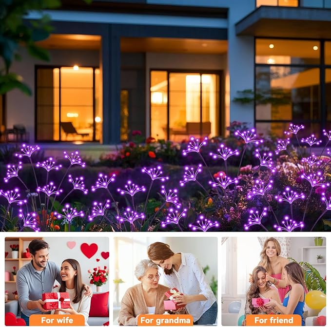 Solar Garden Lights 2 Pack Waterproof Solar Swaying Starburst Light Outdoor - Image 8