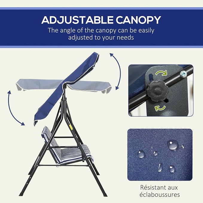 Outsunny 3-Seat Outdoor Patio Swing Chair - Image 3