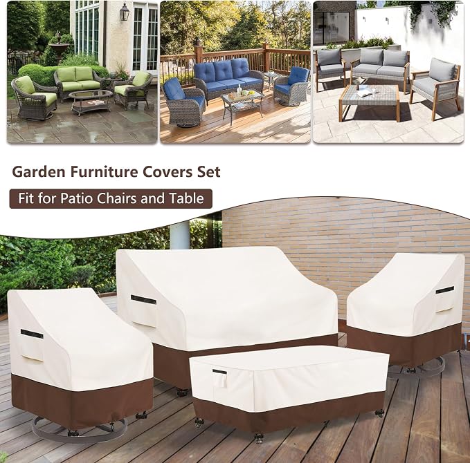 Patio Furniture Covers Set, 4-Piece 600D Heavy Duty Waterproof Outdoor - Image 5