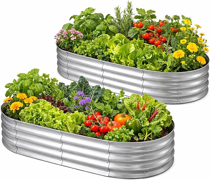 Galvanized Raised Garden Bed for Outdoor: 4X2X1ft Durable Metal Vegetable Plant by Unknown