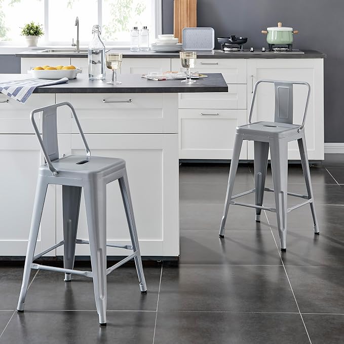 AC Pacific 24” Metal Barstool Set of 2 – Country Rustic Style - Image 2