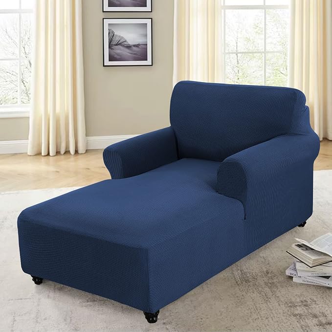 FantasDecor Chaise Lounge Cover Stretch Chair Lattice Slipcover - Image 3