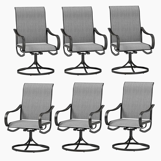 PHI VILLA Patio Swivel Dining Chairs Set of 6, Outdoor Chair by PHIVILLAThepioneerofcomfortablehouseholdsupplies