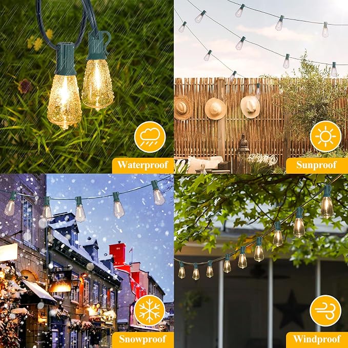 Brightever 50FT Outdoor String Lights Waterproof, 2700K Bright LED Patio Lights - Image 5