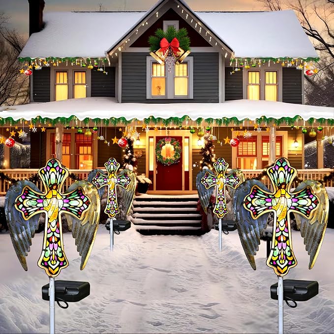 YJFWAL Solar Glass Cross Garden Stake Light, Cemetery Decorations - Image 4