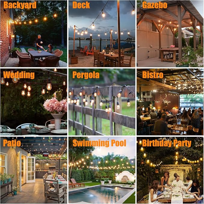 Achin Outdoor String Lights 96FT Waterproof IP65 LED Patio Lights - Image 5