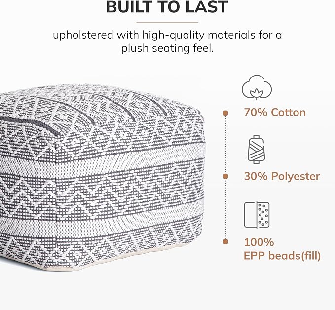Anji Mountain 100% Handmade & Handcrafted Comfortable Home Décor Pouf Ottoman - Image 4