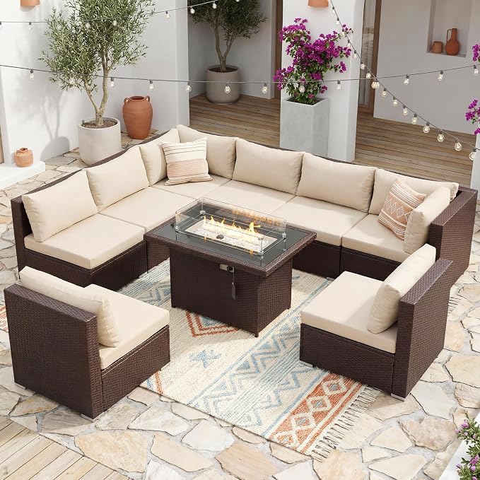 NICESOUL 9 Piece Modern Extra-Large Outdoor Patio Sectionals - Image 3