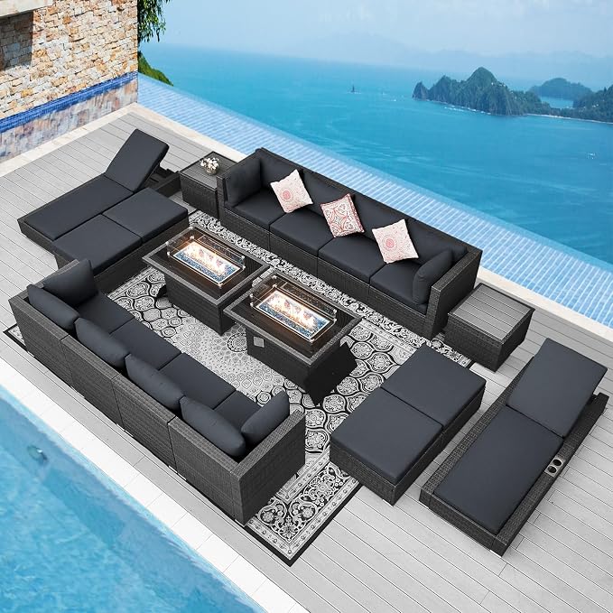 NICESOUL 18 Piece Extra Large Luxury Patio Furniture Set by NICESOUL