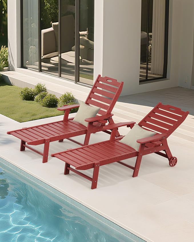 Carauci Lounge Chair Outdoor Set of 4, HDPE Chaise Lounge - Image 8