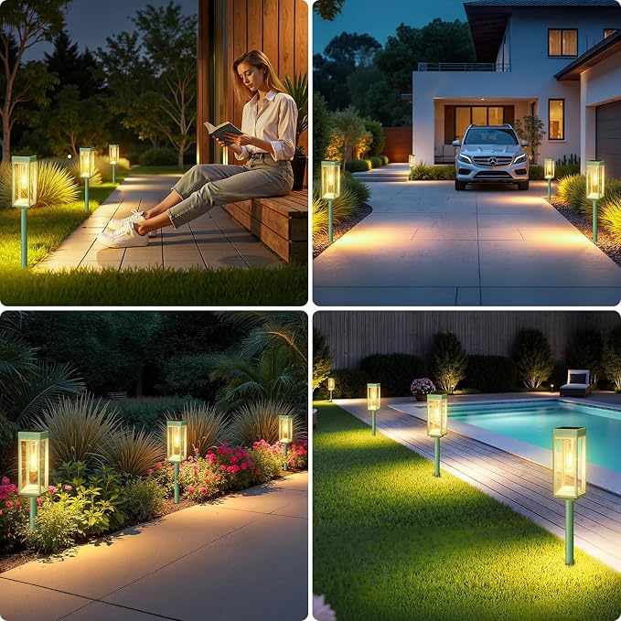 WdtPro 8 Pack Solar Pathway Lights Outdoor, Bright Solar Garden Lights Outdoor - Image 7