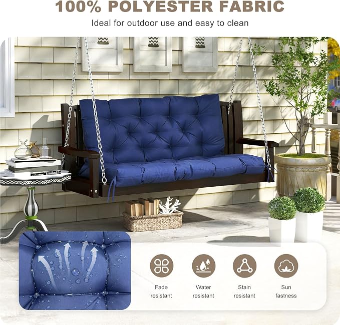 Porch Swing Cushion with Backrest, Waterproof Bench Cushion - Image 2