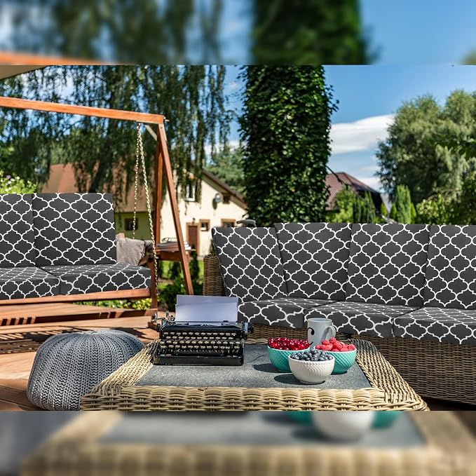 Newwiee 8 Pcs Stretch Patio Outdoor Cushion Covers Waterproof Replacement Sofa - Image 3