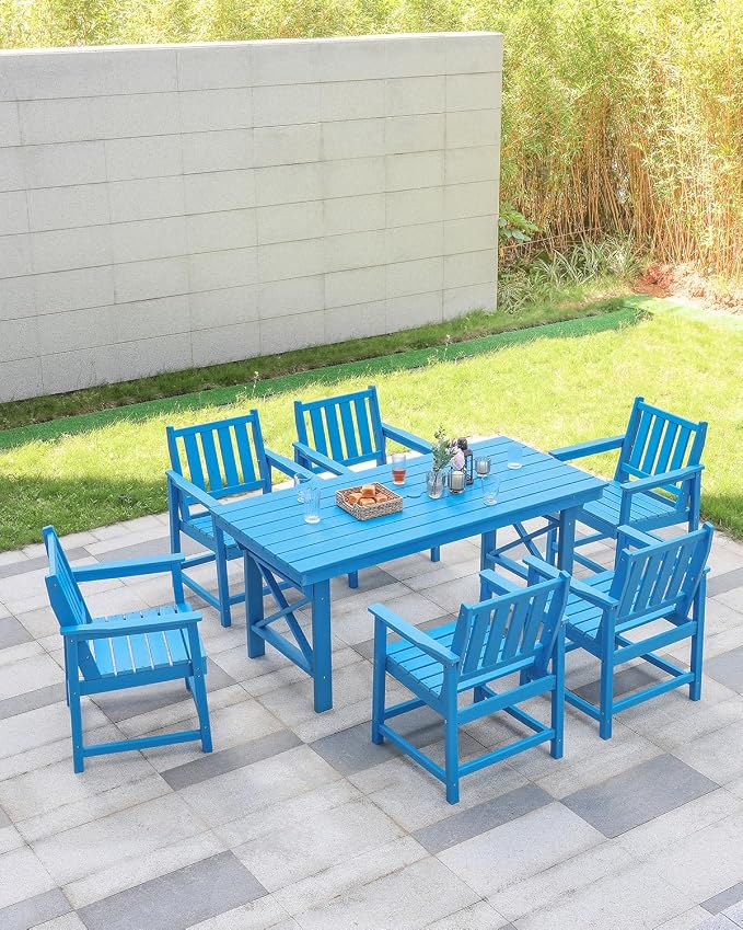 HDPE Outdoor Dining Table, 66.9” Rectangle Patio Dining Table - Image 4