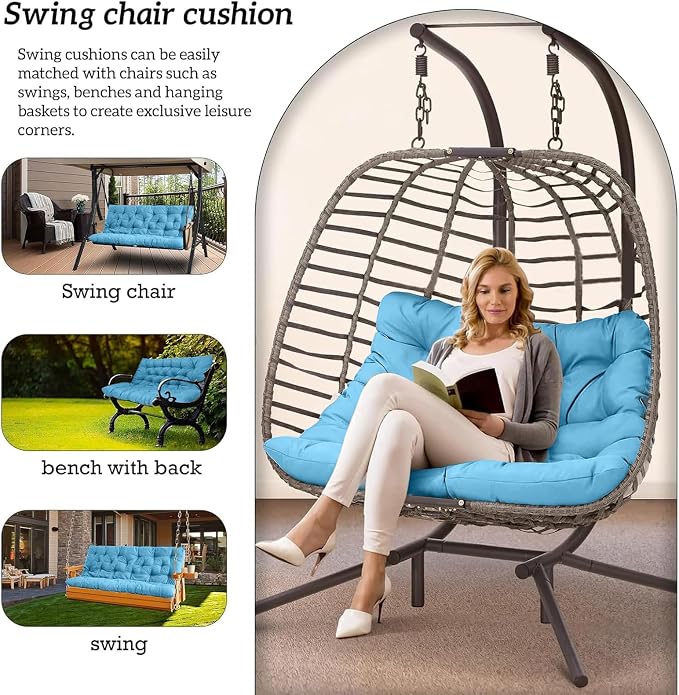 Outside Benches Cushion with Backrest, Thicken Waterproof Swing Cushions 2/3 - Image 2
