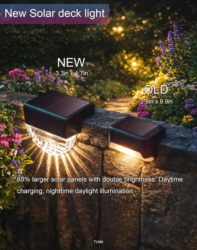 TIJNN Solar Deck Lights Outdoor, Fence Lights Waterproof Led Lights - Image 4