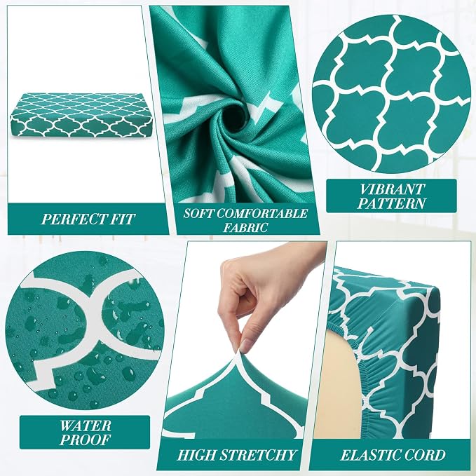 Newwiee 8 Pcs Stretch Patio Outdoor Cushion Covers Waterproof Replacement Sofa - Image 5