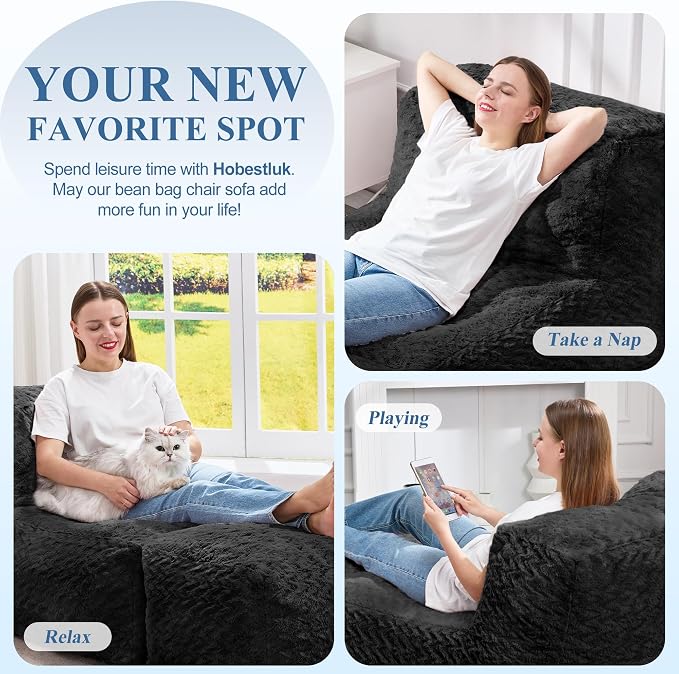 Hobestluk Bean Bag Chair Big Bean Bag Lounger - Image 8