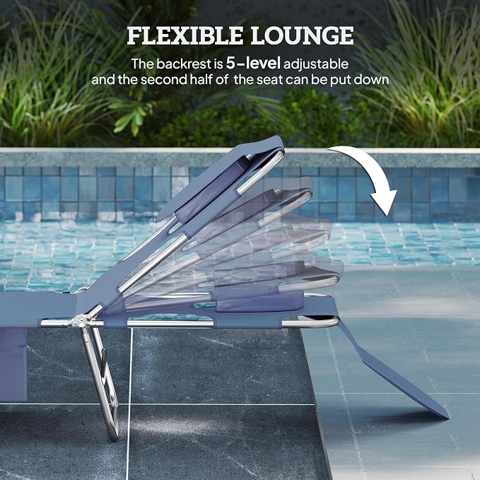 Outsunny Folding Beach Lounge Chair - Image 4