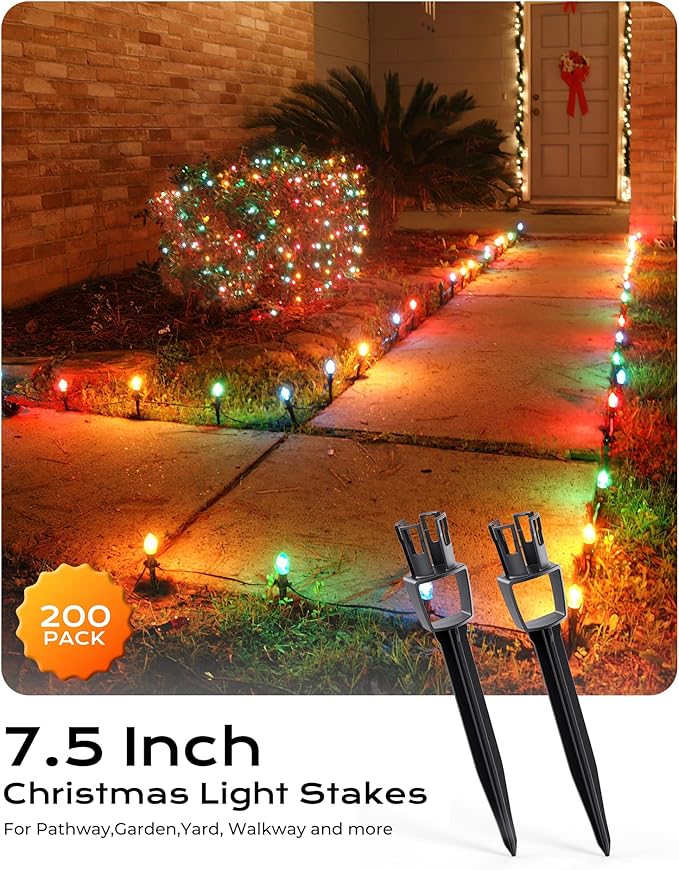 100-Pack Plastic Light Stakes, 7.5 Inch Christmas Yard Stakes - Image 5