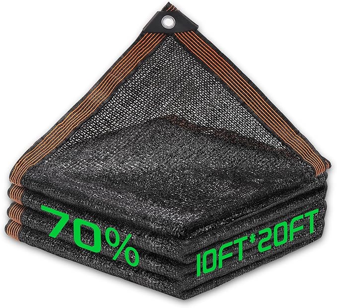 70% Shade Cloth, 10FTx20FT HDPE Mesh Tarp by Homiton