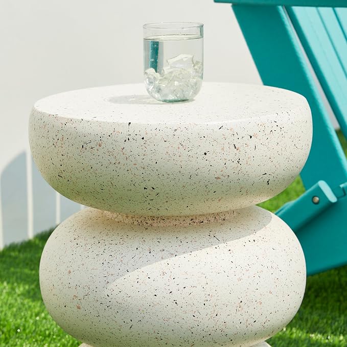 Glitzhome Outdoor Side Table, Heavy Duty Indoor Outdoor Round Planter Stand - Image 8