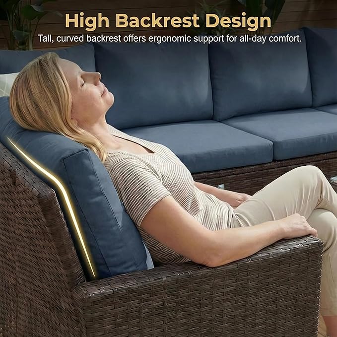 Wisteria Lane 7 Piece Patio Furniture Set, High Curved Back Wicker Patio - Image 4