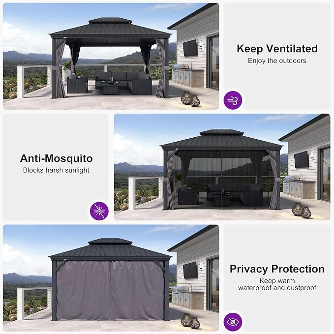 PURPLE LEAF 11 X 13' Permanent Hardtop Gazebo Aluminum Gazebo - Image 3