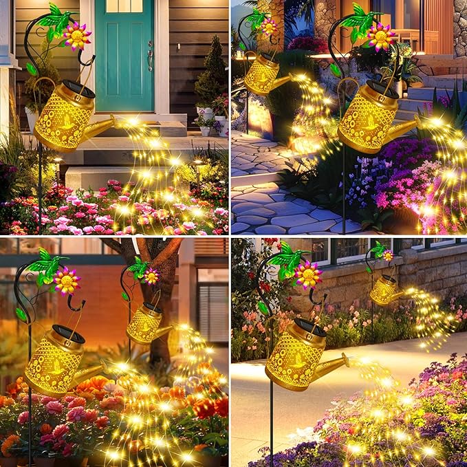 Hummingbird Solar Lanterns Garden Decor, Outdoor Waterproof Watering Can - Image 6