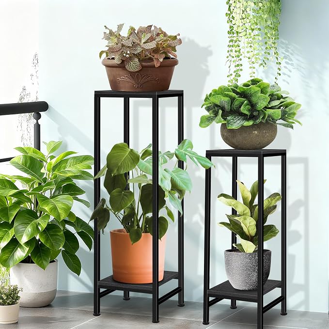 Plant Stand Indoor, 2 Tier Heavy Duty Metal Pedestal Stand Modern Display Rack - Image 6
