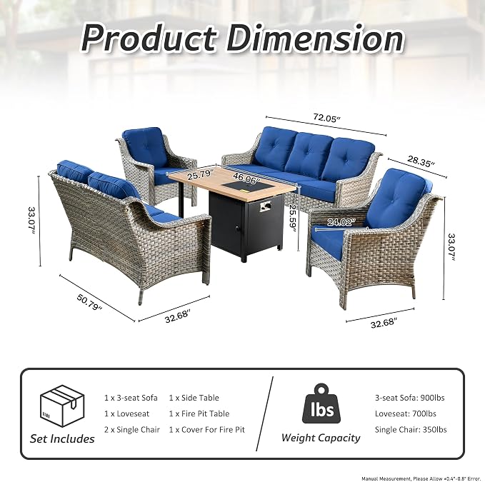 HOOOWOOO 5 Piece Patio Set - Image 7