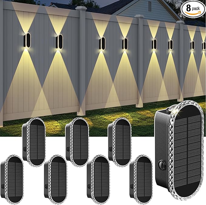 Solar Fence Lights Outdoor by LIANGLOME