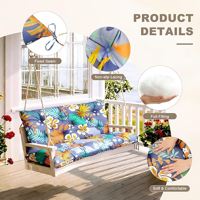 Porch Swing Cushion with Backrest, Waterproof Bench Cushion - Image 5