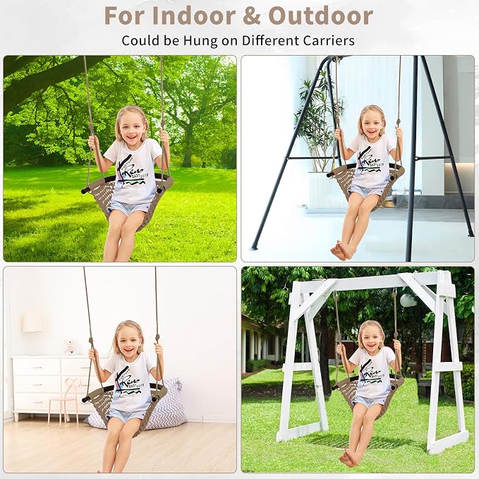 Hi-Na Tree Swing for Kids, Adjustable Toddler Rope Swing Seat - Image 3