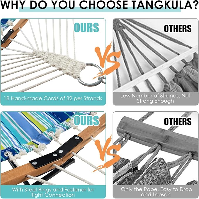 Tangkula 10.5FT Double Hammock, Heavy Duty Outdoor Hammock - Image 8
