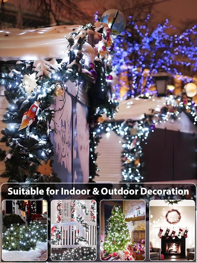 YIQU White 82FT 200 LED Christmas String Lights Outdoor/Indoor, Fairy String - Image 5