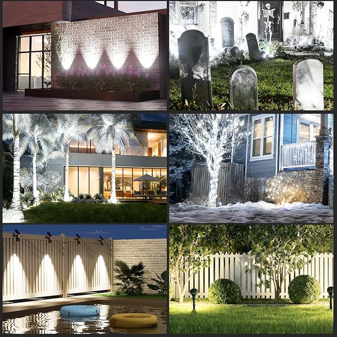 T-SUN Solar Spotlights Outdoor, 2 Pack White LED Landscape Lights, Waterproof - Image 2
