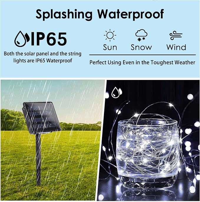 Solar String Lights Outdoor, 4 Pack Each 100 LED Solar Twinkle Lights - Image 6