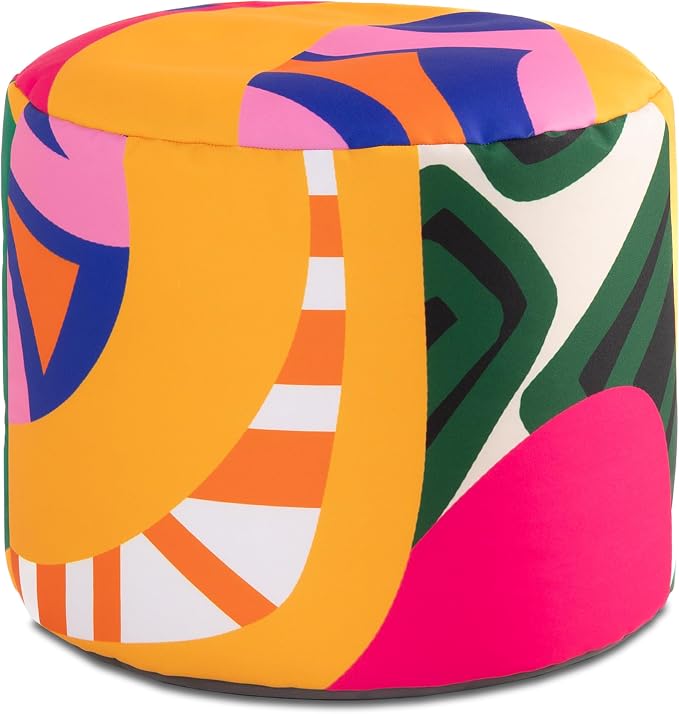Jaxx Spring Indoor/Outdoor Bean Bag Pouf Ottoman, Zuri Multicolor Pattern - Image 6