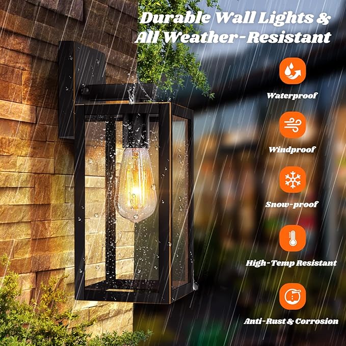 2-Pack Outdoor Lights for House, Waterproof Bronze Exterior Light Fixtures - Image 2