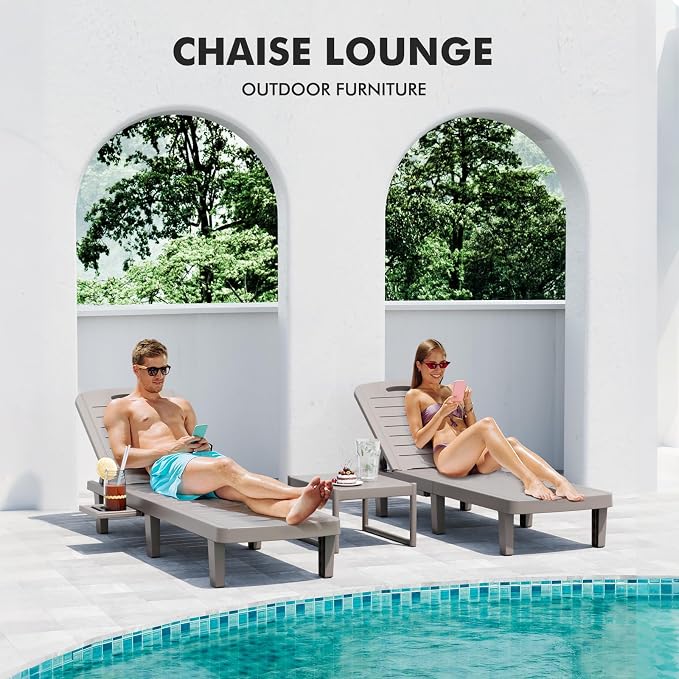 WACASA Outdoor Chaise Lounge Chairs Set of 2, Oversized Lounge Chairs - Image 4